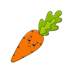 蔬菜胡萝卜可爱的字符色彩斑斓的向量插图卡通风格孤立的白色背景设计元素模板为你的设计书贴纸卡片海报衣服