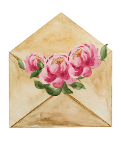 美丽的水彩画邮件信封特写镜头人纹理祝贺你为爱的亲戚朋友和的同事们美丽的水彩画邮政信封