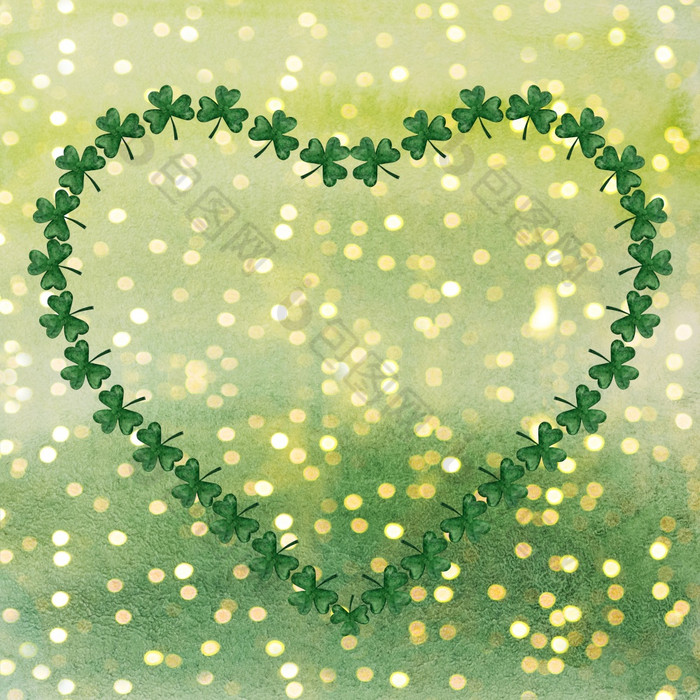 美丽的水彩画明亮的绿色三叶草特写镜头人纹理祝贺你为爱的亲戚朋友和的同事们美丽的水彩画明亮的绿色三叶草