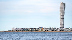 马尔默瑞典7月的西港区域与的把躯干摩天大楼马尔默