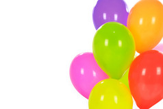 聚会，派对装饰概念混合色彩斑斓的气球孤立的白色背景与复制空间