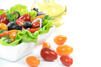成分健康的蔬菜生菜生菜橄榄石油橄榄西红柿洋葱欧芹