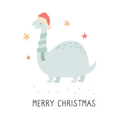 圣诞节恐龙围巾和圣诞老人他节日打印插图圣诞节恐龙围巾和圣诞老人他