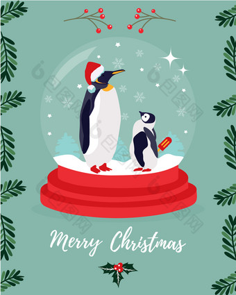 圣诞节问候卡与两个皇帝企鹅圣诞节问候卡与两个皇帝企鹅