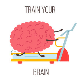 火车你的大脑海报与有趣的卡通大脑火车你的大脑海报与有趣的卡通大脑
