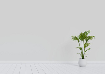 现代<strong>室内</strong>设计生活房间与自然<strong>绿色植物</strong>能白色光滑的木地板上首页和生活概念生活方式主题插图呈现