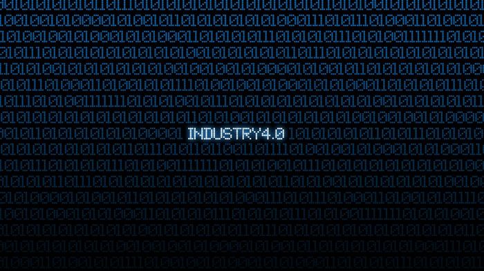 工业蓝色的数字矩阵bacgkground摘要背景和技术概念聪明的网络连接和互联网的事情主题网络安全主题