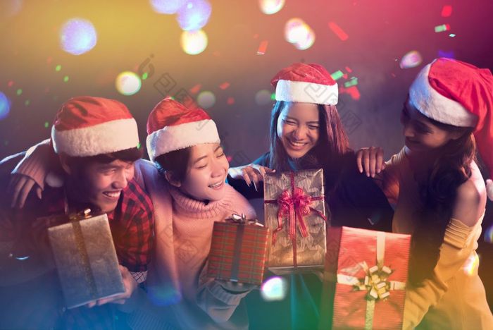 圣诞节和新一年聚会，派对庆祝活动亚洲青少年假期和幸福概念放松主题