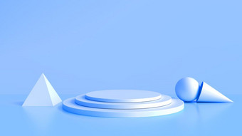 白色产品站蓝色的背景摘要最小的几何概念工作室讲台上平台主题展览和业务市场营销演讲阶段插图呈现<strong>图形设计</strong>