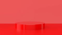 红色的产品站红色的背景摘要最小的几何概念工作室讲台上平台主题展览和业务市场营销演讲阶段插图呈现图形设计