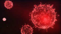 关闭流感病毒血船红色的摘要丛线框冠状病毒背景科学和医疗概念微核电晕病毒细胞人类身体插图图形