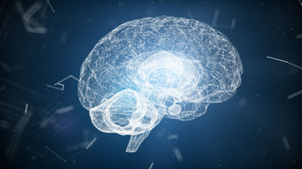 摘要医疗蓝色的发光大脑线框网络和连接点空间背景未来主义的科学和医疗技术概念摘要人类身体部分系统概念插图