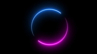 轮圆图片框架与两个语气霓虹灯颜色阴影运动图形孤立的黑色的背景蓝色的和粉红色的光移动为覆盖元素插图呈现空<strong>空间中</strong>间