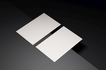 黑色的和白色业务卡纸模型模板与空白空间封面为插入公司标志个人身份黑色的铬地板上背景现代概念插图渲染