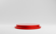 红色的轮油缸产品展示白色背景摘要最小的几何概念工作室讲台上平台展览演讲阶段插图渲染图形设计