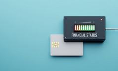 信贷卡金融状态平衡检查设备蓝色的背景业务经济和投资概念现金流电子指示器机主题插图呈现图形设计