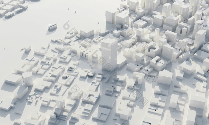 摩天大楼和大都市城市单色体系结构和业务城市计划概念低多边形城市景观场景蓝图为大型项目主题复制空间插图呈现