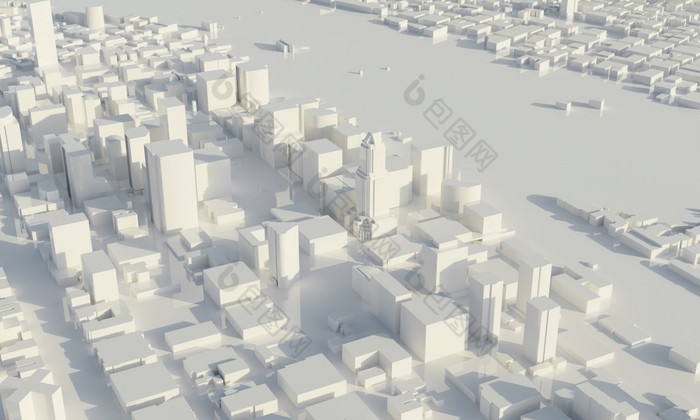 摩天大楼和大都市城市单色体系结构和业务城市计划概念低多边形城市景观场景蓝图为大型项目主题复制空间插图呈现