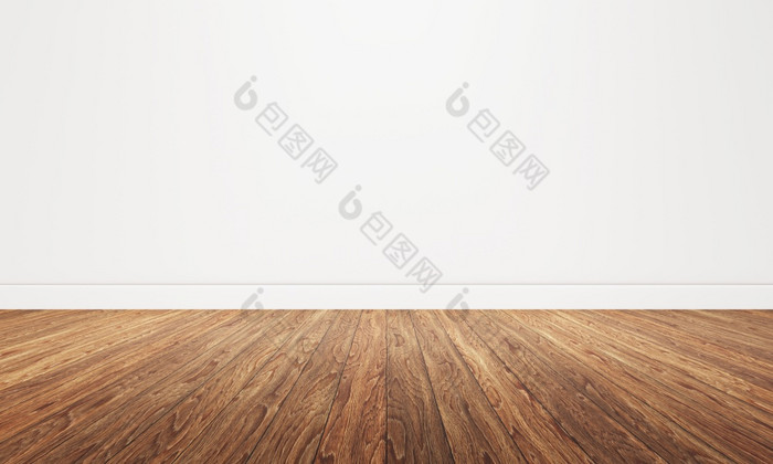 空房间与棕色（的）木地板上桌面背景表格前为广告和复制空间体系结构和室内概念插图呈现