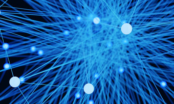 摘要蓝色的光灯泡<strong>未来</strong>主义的技术网络节点电缆数据行传输链接和沟通结构概念神经元大脑和电子<strong>主题</strong>元素插图