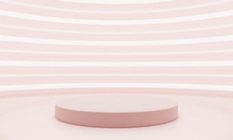 最小的风格曲线粉红色的产品讲台上展示与白色和粉红色的霓虹灯背景技术和对象概念插图呈现