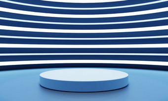 赛博朋克科幻产品讲台上展示与蓝色的和白色霓虹灯光背景技术和对象概念插图呈现
