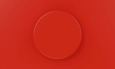 前视图红色的最小的圆形产品讲台上背景摘要和对象概念插图呈现