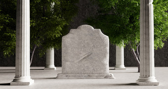 现实的模型墓碑墓碑上墓碑上与科林斯人的列和树背景纪念一天和历史概念插图呈现