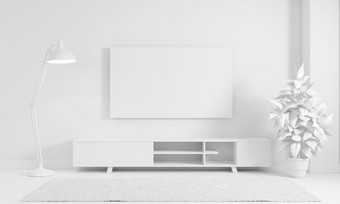 现代生活房间平原单色白色颜色语气风格背景室内和体系结构概念插图呈现