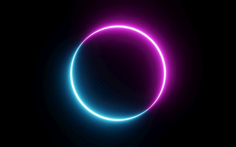 轮圆图片框架与两个语气霓虹灯颜色阴影运<strong>动图</strong>形孤立的黑色的背景蓝色的和粉红色的光移动为覆盖<strong>元素</strong>插图呈现空空间中间