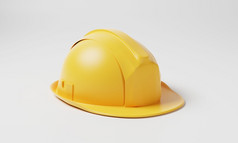 黄色的硬他安全头盔白色背景业务和建设工程概念插图呈现