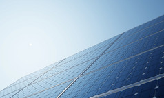 太阳能权力站与太阳能面板为生产电权力能源绿色权力与蓝色的天空背景技术和电工业权力植物概念插图呈现
