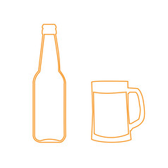 图标啤酒瓶和杯子为啤酒图标瓶和杯子