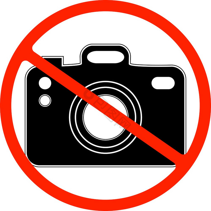 摄影相机禁止象征标志指示的禁止规则警告和