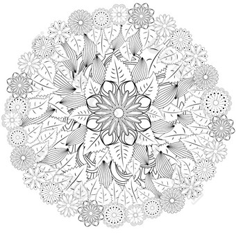 黑色的和白色圆花点缀观赏轮花边设计花曼荼罗手画墨水模式使跟踪从个人草图黑色的和白色圆花点缀观赏轮花边设计花曼荼罗手画墨水模式使跟踪从个人草图