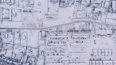 空中视图冬天村许多房子空中视图冬天小镇许多房子