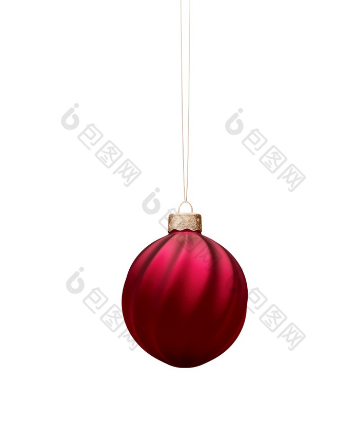 节日不光滑的红色的螺旋扭曲的圣诞节球孤立的白色背景圣诞节装饰节日大气概念