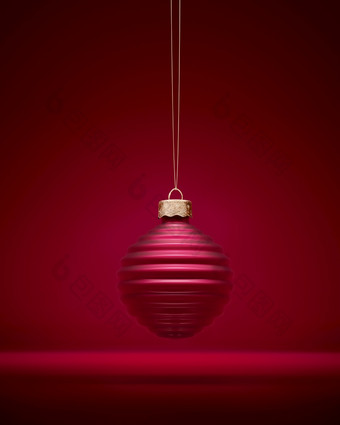红色的圣诞节球水平条纹小玩意对红色的勃艮第阴影背景圣诞节装饰节日大气概念