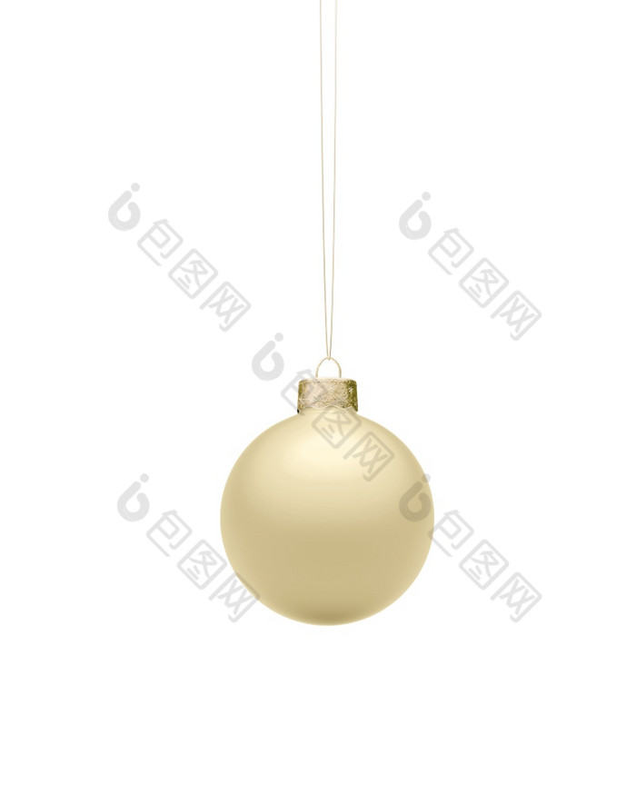 不光滑的黄金圣诞节球挂金字符串孤立的白色背景圣诞节装饰节日大气概念