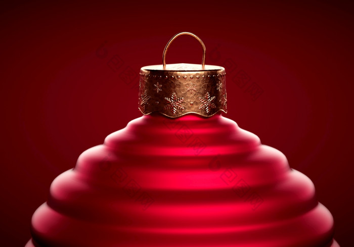 特写镜头红色的圣诞节球前与变形帽水平条纹圣诞节点缀对黑暗红色的背景圣诞节装饰节日大气概念