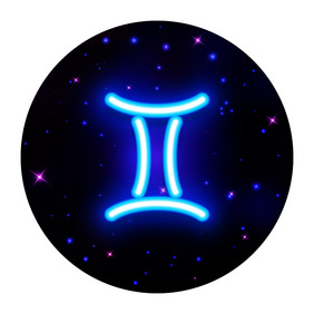 双子座星座标志星座象征向量插图