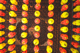 色彩斑斓的灯笼中国人寺庙槟城马来西亚爷爷否）寺庙的地方敬拜