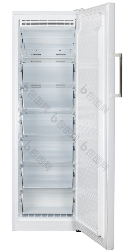 开放冰箱冰箱的白色背景冰箱冰箱的白色背景