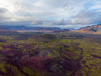 全景视图色彩斑斓的<strong>流纹</strong>岩火山山兰德曼纳劳卡纯荒野冰岛