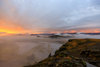迪霍莱岩石形成日落迪霍莱海角位于的<strong>南海</strong>岸冰岛不远从的村维克