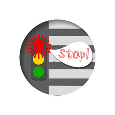 向量插图的风格断路器明信片与交通光与红色的光和的登记停止