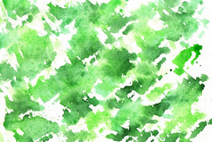水彩绿色背景模糊斑点和污渍水彩绿色背景