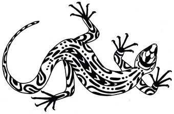 蜥蜴画少数民族风格手画插图黑色的白色背景蜥蜴画少数民族风格手画插图
