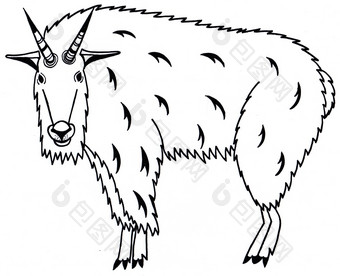 山山羊oreamnos也<strong>精神</strong>动物黑色的和白色插图轮廓与模式山山羊oreamnos也<strong>精神</strong>动物黑色的和白色插图轮廓与模式