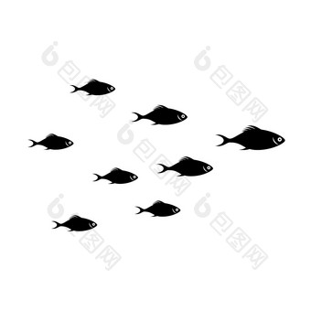 群小鱼黑色的和白色热带鱼孤立的白色水下世界群小鱼热带fishs孤立的白色水下世界